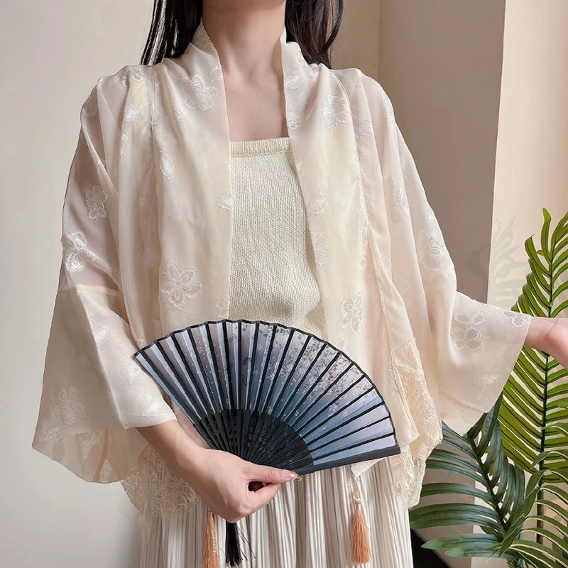 Chinese Style Fringed Shawl Women Summer Thin Fashion Exterior With Cheongsam Cove Elegant Tassel Trim Cardigan Lace Cape
