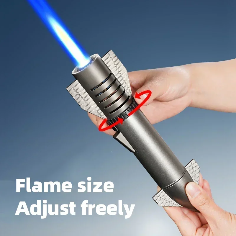 Rocket Style Metal Gas Lighter Starship Welding Gun Blue Jet Flame 100 Power Windproof Torch Lighters Kitchen Outdoor Barbecue