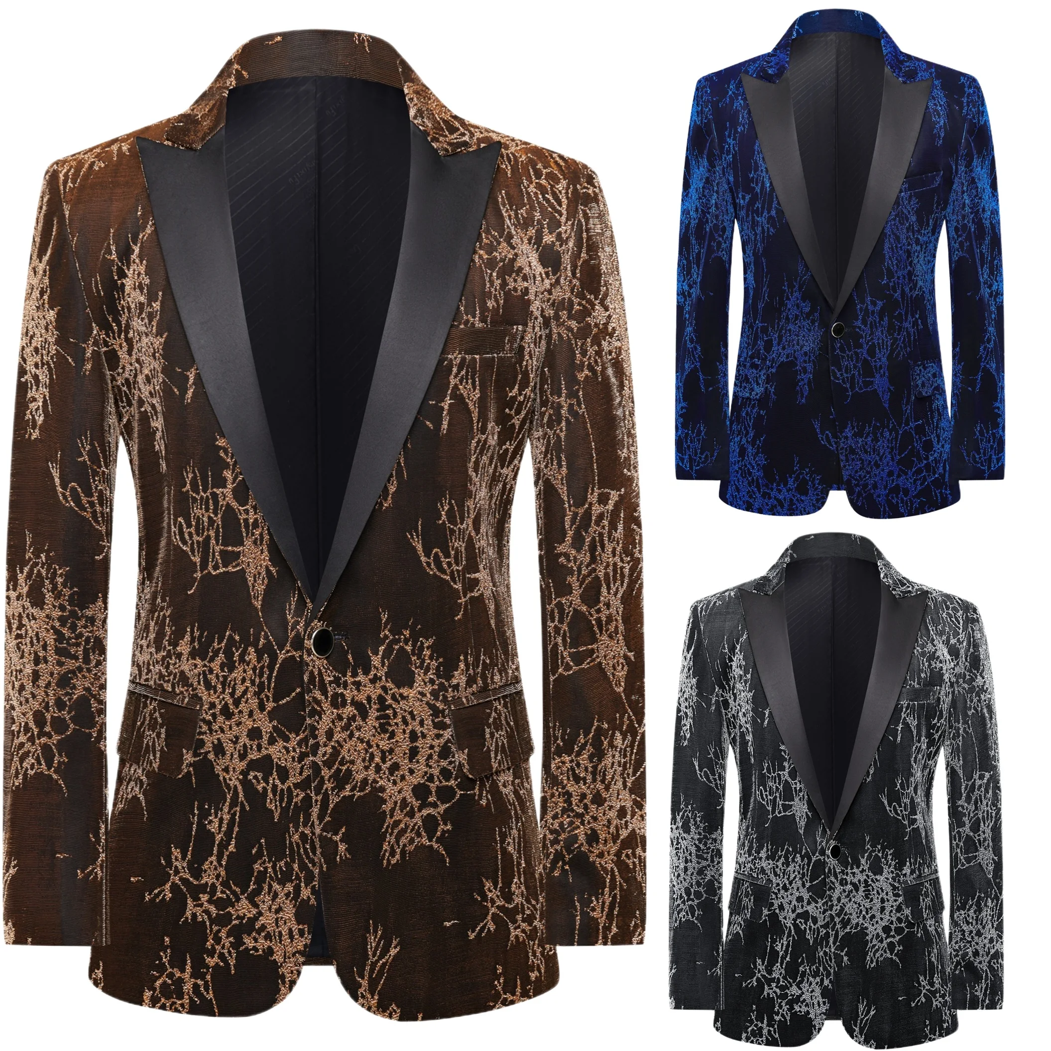 

Одиночный пиджак, мужской пистолет с одной пуговицей, блестящий и бриллиантовый пиджак, летний пляжный свадебный костюм, повседневный костюм для выпускного вечера