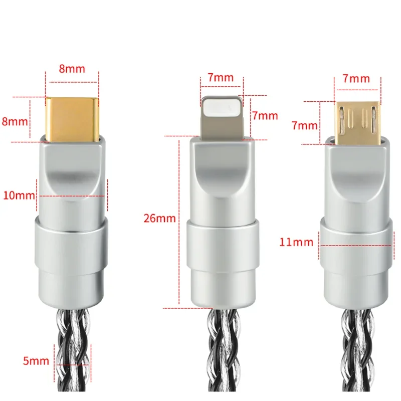 Type C To L & Micro Cable OTG Decoding Audio Conversion Dara Line for Decoder Mobile Phone Notebook