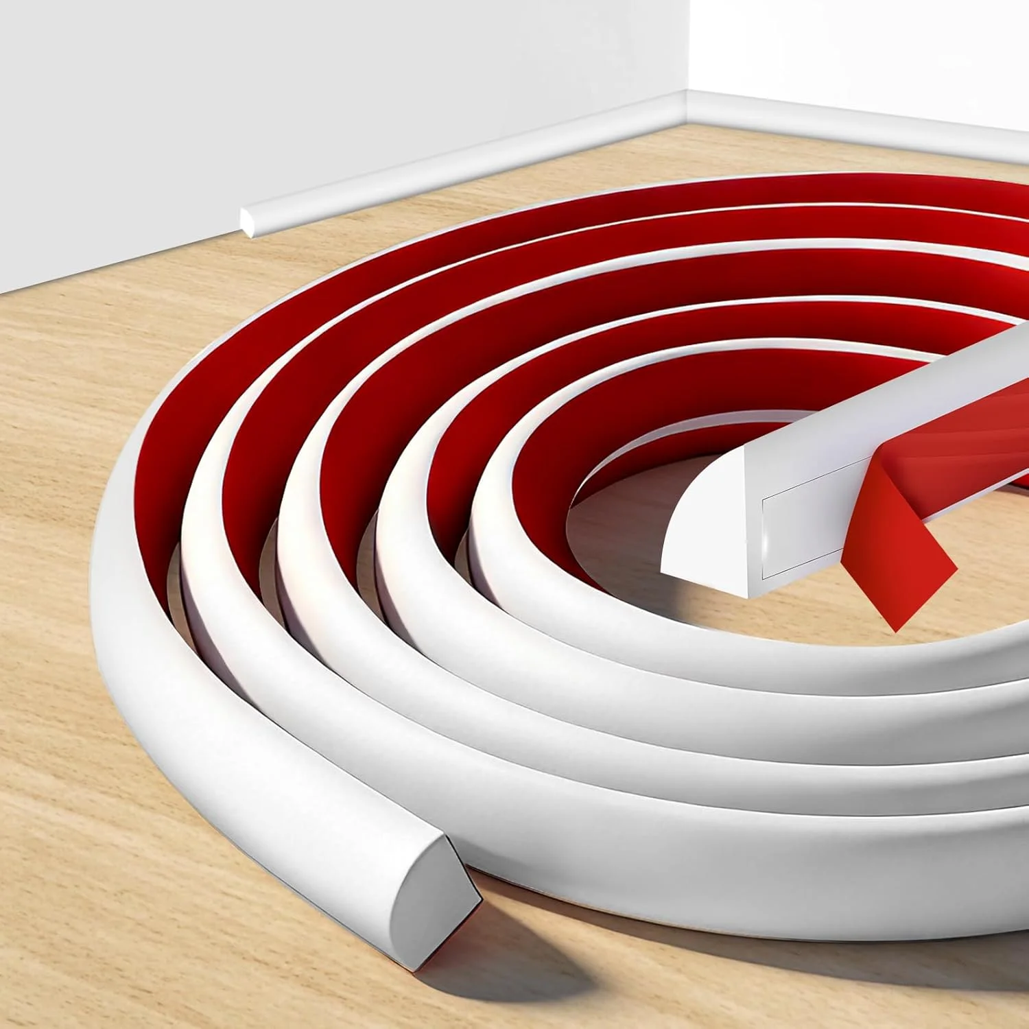 1PC 1/2m Quarter Round Molding Self-adhesive Wall Corner Protection Baseboard Trim Flexible Waterproof Skirting Line