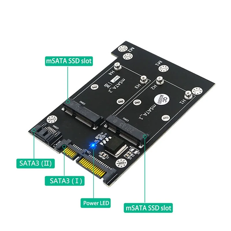 Upgrade Version Dual MSATA SSD to Dual SATA3 Converter Adapter Card