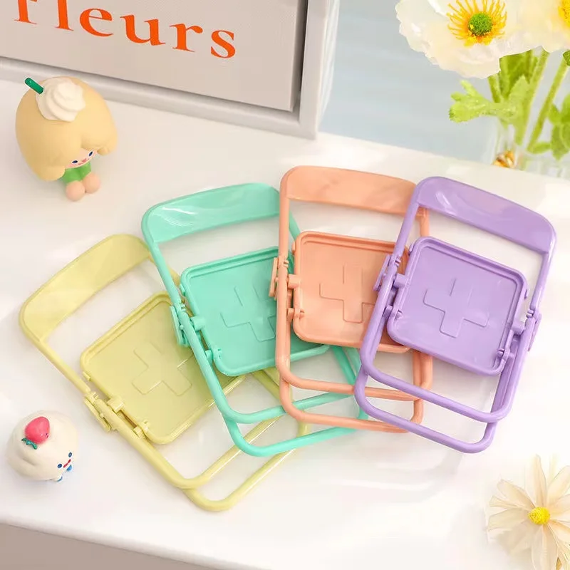 Portable Mini Mobile Phone Stand Desktop Chair Stand 4 Color Adjustable Macaron Color Stand Foldable Shrink Decoration Decoratio