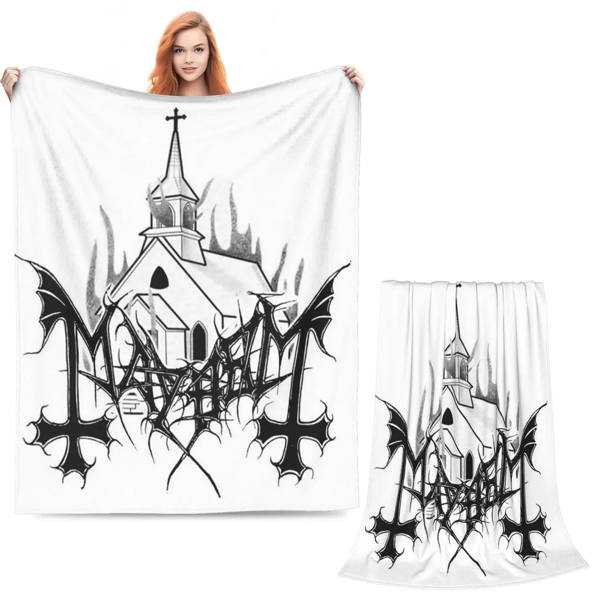 Mayhem Band Logo (5) Blankets Soft Warm Flannel Throw Blanket Bedding for Bed Living room Picnic Travel Home Couch