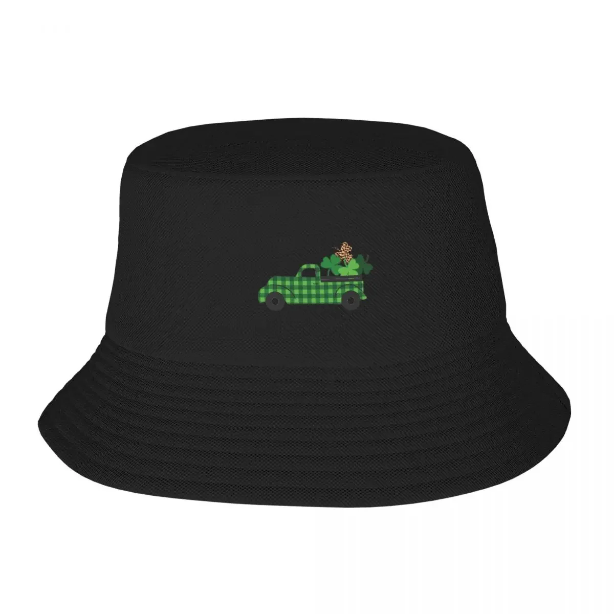 Picnic Headwear Shamrock Leaf Green Plaid Car Merch Bucket Hat Unique Hot Sun s Seion  UV Protection Fihing  Hiking