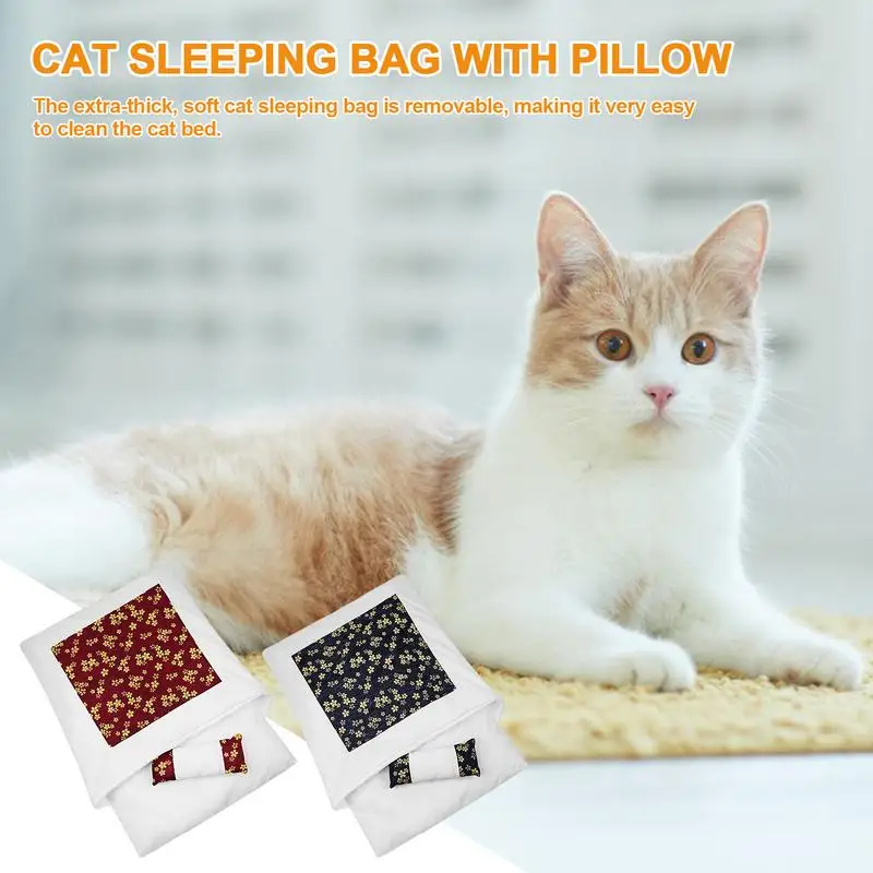 Orthopaedic Cat Sleeping Bag Soft Cushion Burrow Bed Soft Kitten Bed Removable Cat Cave Bed Sleeping Bag Cozy Pet House Supplies