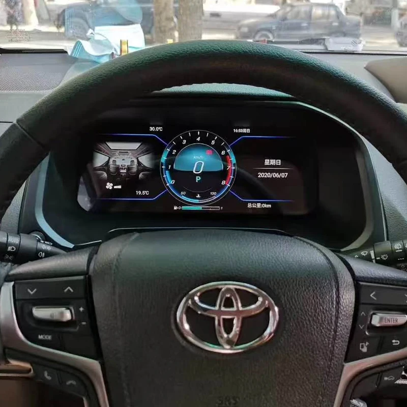 Tela do painel do velocímetro do instrumento do cluster digital LCD de 12,3 polegadas para Prado 2004-2023 Linux OS TPMS