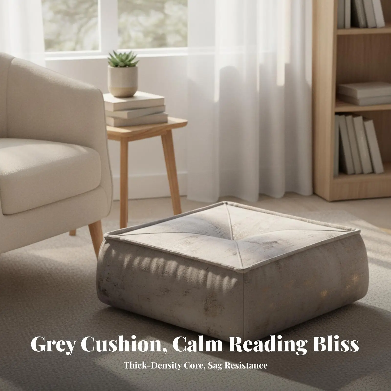 Thick Floor Seat Cushion with Textured Cover Comfortable Ground Pillow for Reading Nook Relaxation