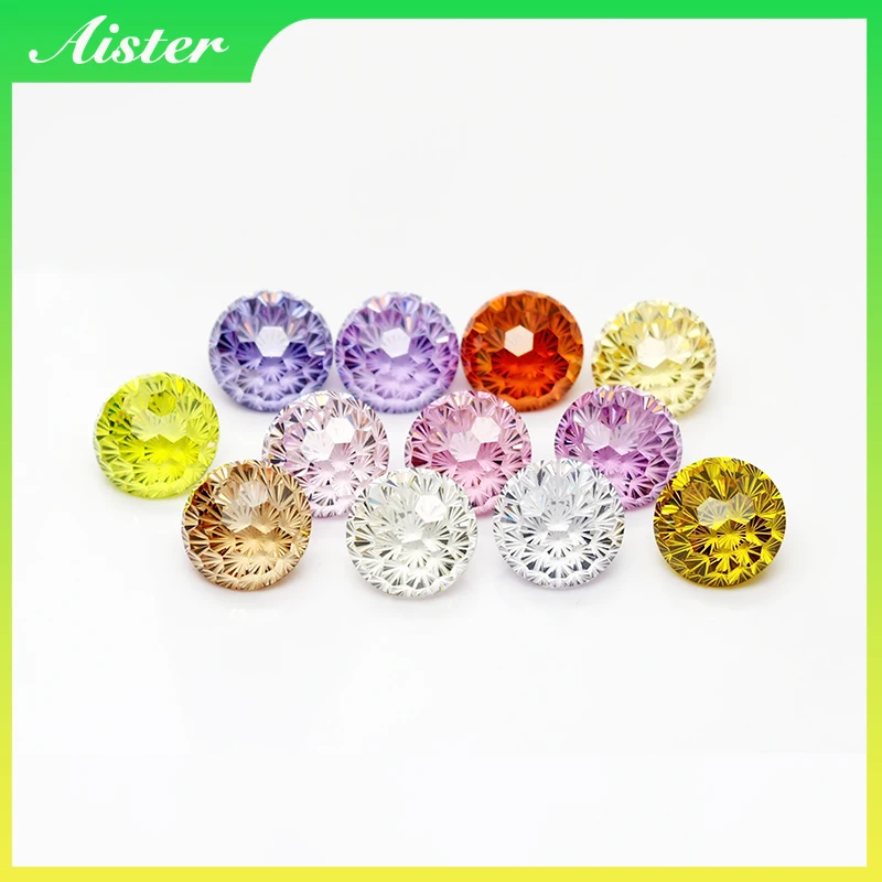 

New 5A Large Size Colors 14.0mm Round Pyrotechnic Cut Cubic Zirconia Stones Loose Gemstone for Jewelry Making