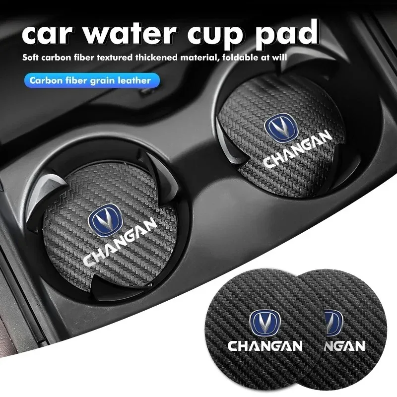 Car Cup Coaster Anti-Slip Mat Carbon Fiber For Changan CS75 PLUS CS55 PLUS UNI-S Eado Plus CS35 PLUS Alsvin PLUS UNI-V