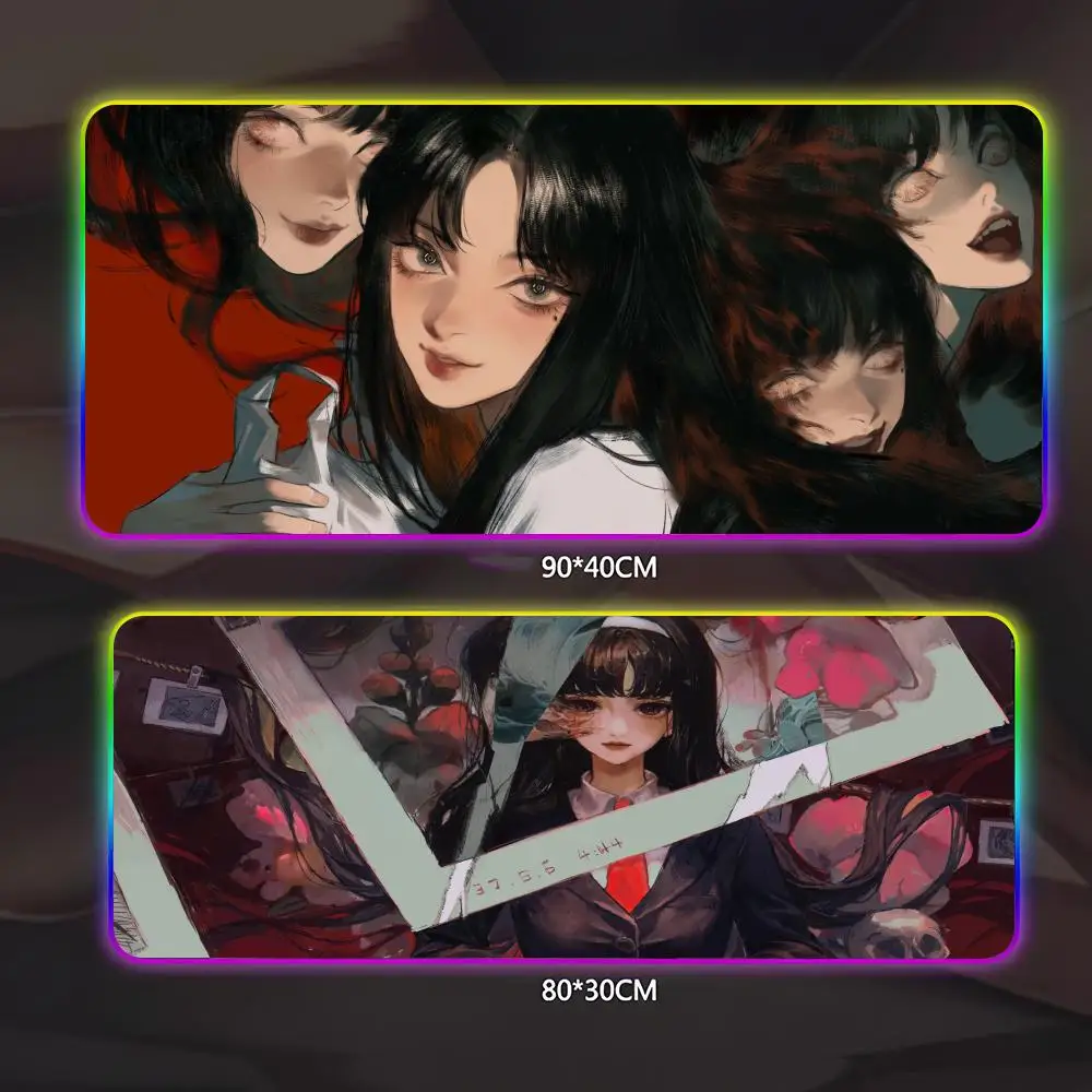 

Черно-белый коврик для мыши с LED-подсветкой, игровой коврик для стола, RGB-коврик для клавиатуры и мыши ПК