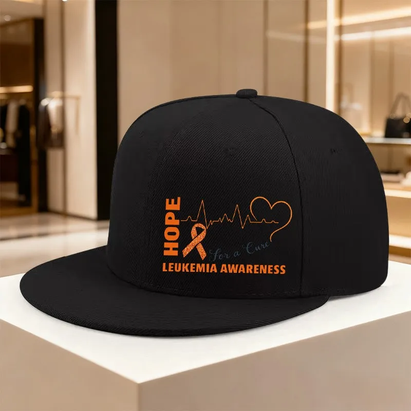 Leukemia Awareness Hope Design Snapback Cap Unisex Adjustable Flat Brim Hat for Outdoor Casual Wear