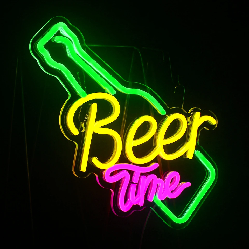 Beer Time Led Neon Sign Shop Bar Restaurant Hotel Decorative Light Neon Bedroom Wall Personalized Decor Night Light USB Powered