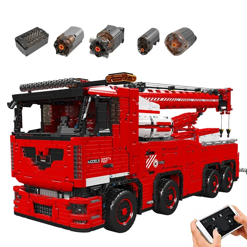 New toy Mould King 19008s High-Tech compatible MOC APP Motorized Tow Crane Truck Toy Large Building Blocks For Kids Toys For Boy