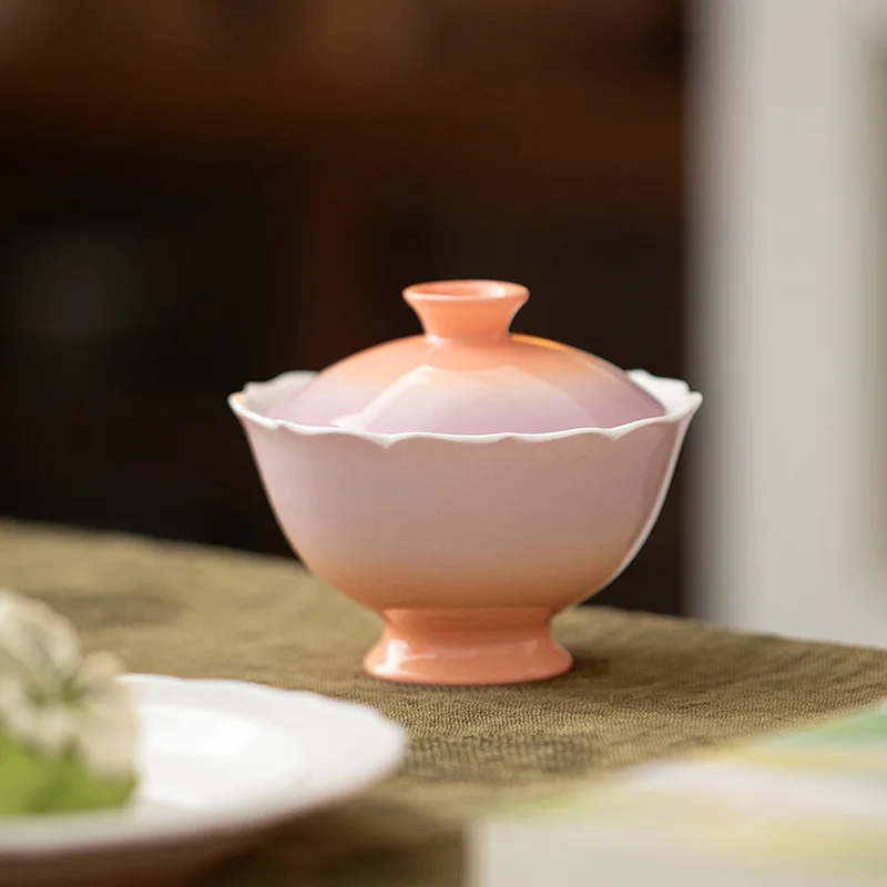 الربيع الصحوة جمع مشع الأرجواني تقليد أغنية سلالة زهرة الفم عالية القدم Gaiwan الكونغ فو طقم شاي المنزل شفاء Ser