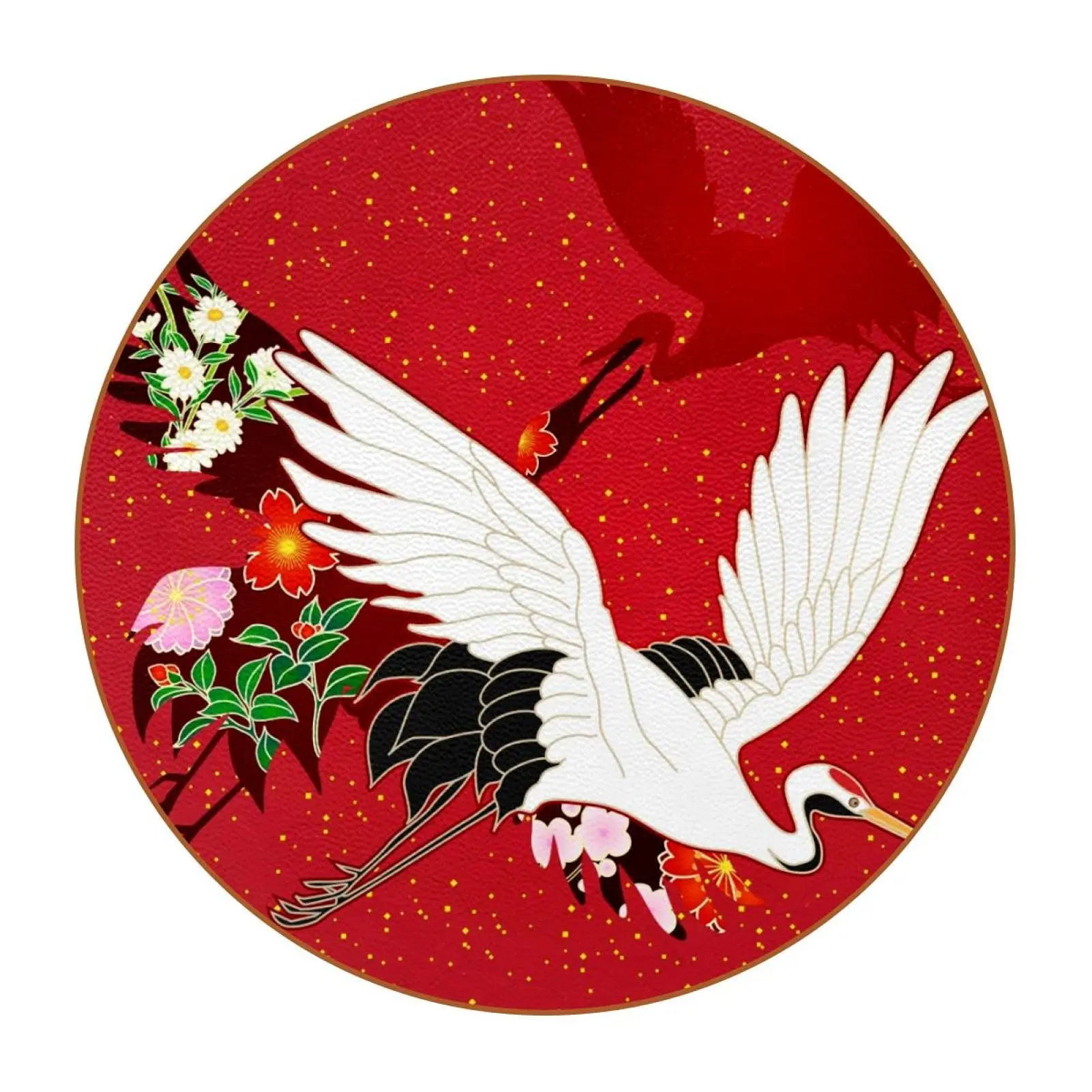 قواعد أكواب سيراميك الفاوانيا ذات الرافعة الحمراء للمشروبات، مستديرة ماصة مع قاعدة من الفلين لأنواع قواعد الأكواب لشريط المنزل #1