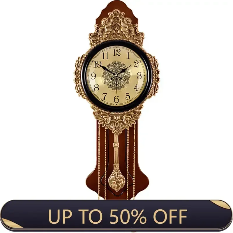 Luxury Silent Wall Clock Pendulum Wood Vintage Large Living Room Clock Art Decor Digital Clock Elegant Watch Modern Unusual
