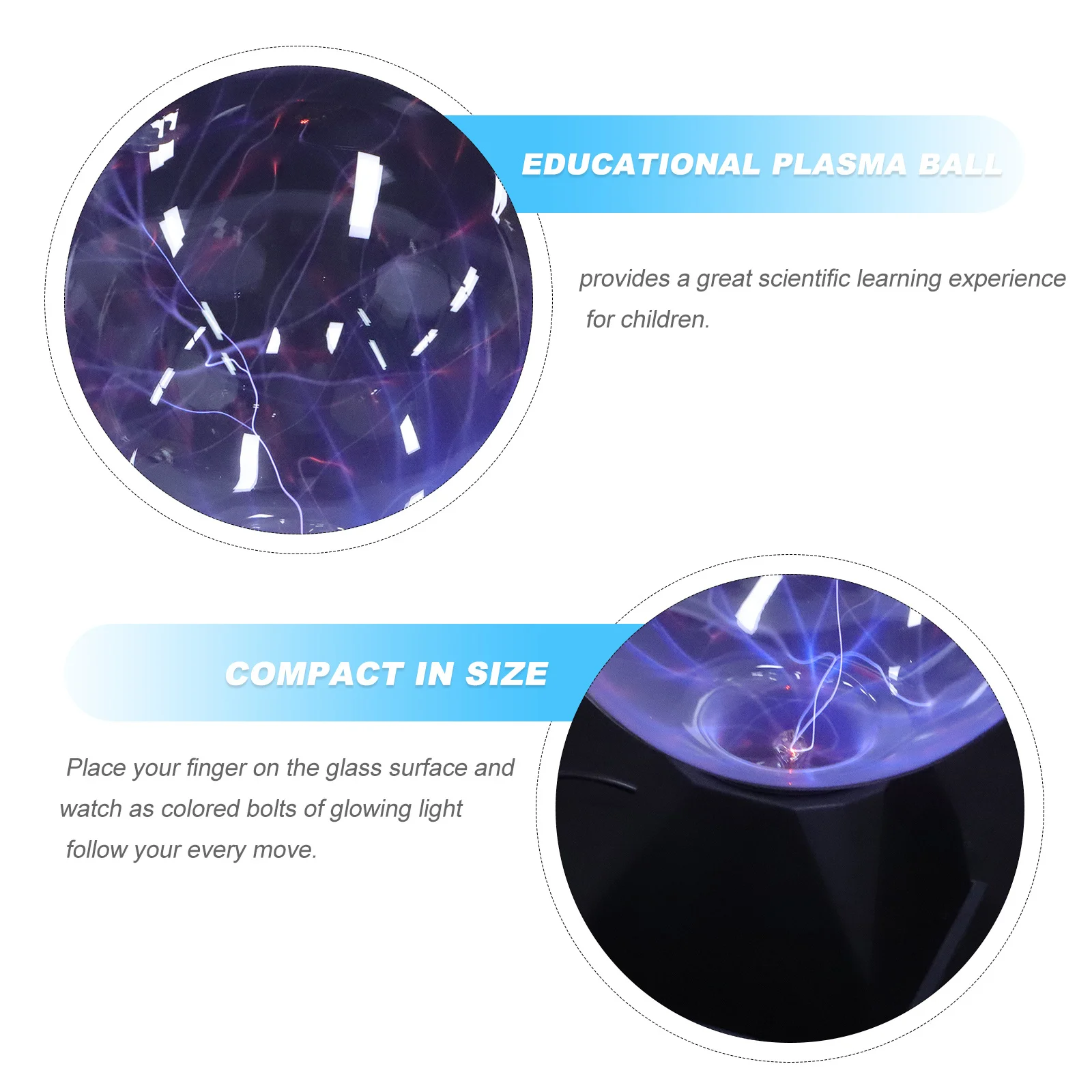 

8 Inch Touch Plasma Ball Lamp Light Globe Blue Interactive Scientific Learning Experience for Kids Home Office