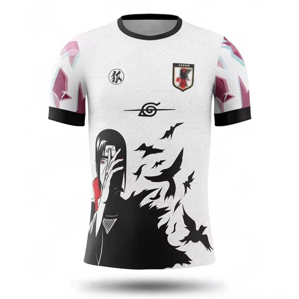 Camiseta Deportiva de Verano para Adultos y Niños, Transpirable y de Secado Rápido, con Diseño de Naruto Akatsuki Itachi Uchiha Anime Japonés y Fútbol Harajuku
