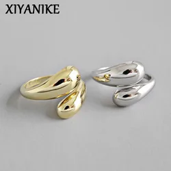 XIYANIKE Silver Color Korean Trendy Smooth Rings for Women Couple Vintage Gold Silver Geometric Handmade Wedding Jewelry