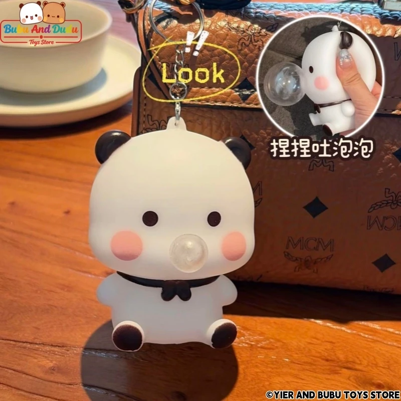 Official Original Panda Bubu And Yier Stress Relief Toy Keychain，Cute Bubu And Dudu Squeeze Toys Doll Backpack Pendant Gift