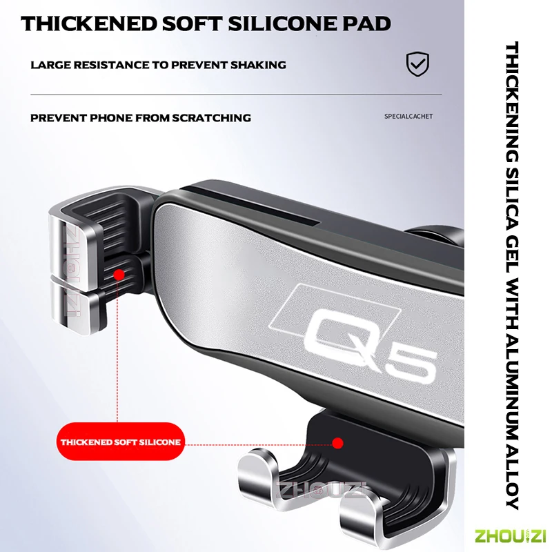Car Mobile Phone Holder For Audi Q5 2010-2022 Air Vent Mounts Stand GPS Gravity Navigation Bracket Car Accessories