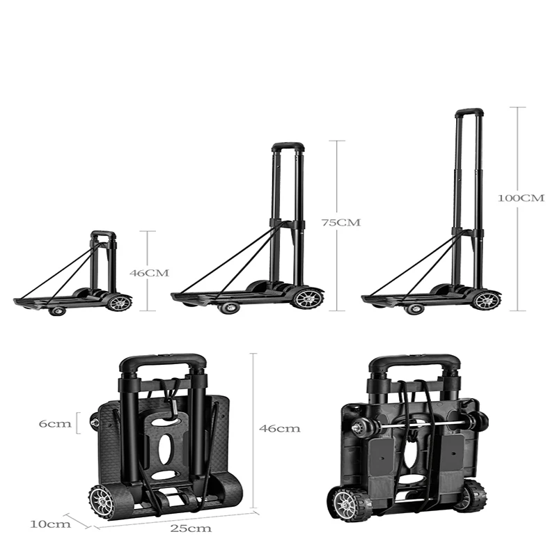

Small Cart Folding Camping Car Home Carrying Trailer Portable Stall Cart Hand Trolley Luggage Van Wagon Cart