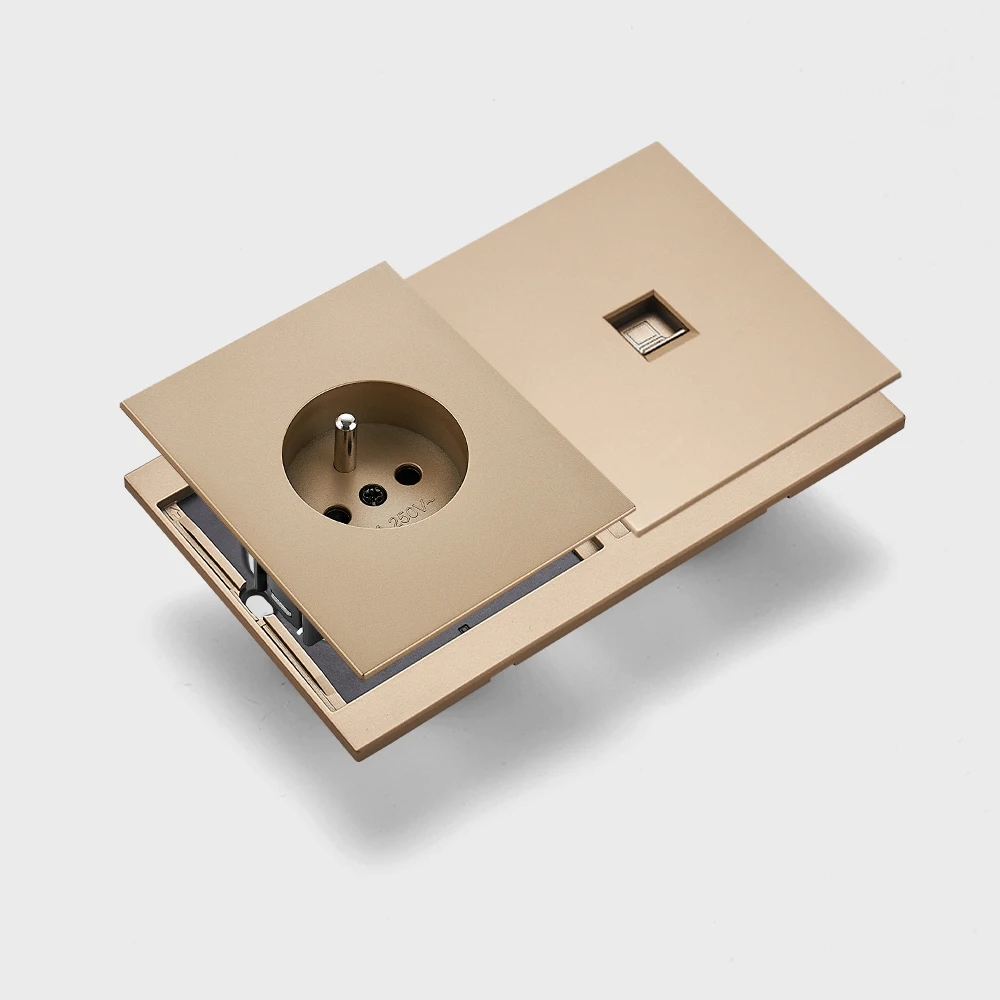 Skin Sensation France 1 Socket Computer Embedded Integrated Panel Button Light Switch Power Sockets Skin Feel Paint Embedded