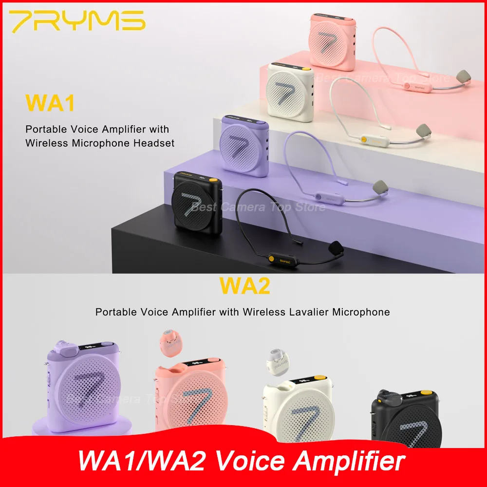 7Ryms WA1 WA2 Wired Wireless Voice Amplifier Portable Loud Speaker with Lavalier Mic for Teachers And Tour Guides