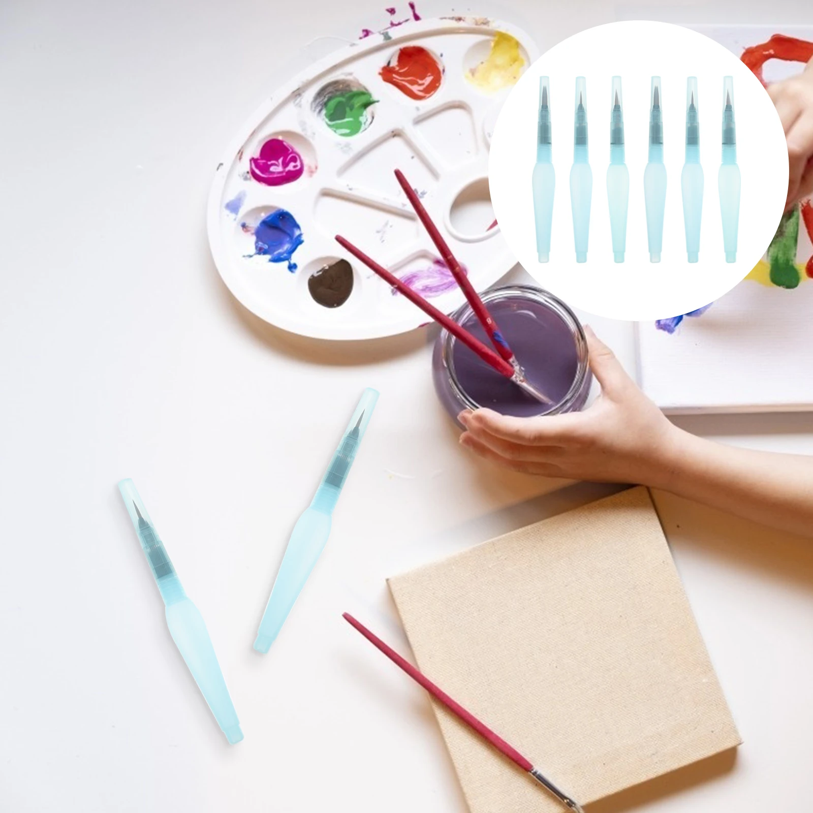 

6 Pcs Painted Soft Pen Painting Water Injection Pens Ink Fountain Professional Brush s Coloring Pp Student Paintbrushes