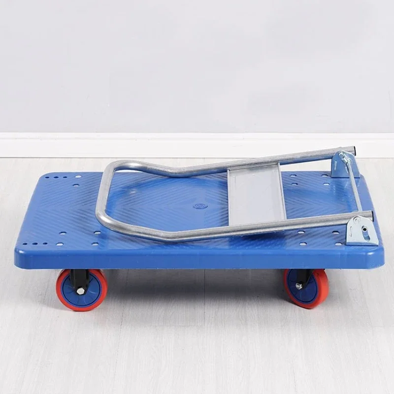 Carrello a mano pieghevole, piccolo carrello cargo, rimorchio da magazzino, carrello della spesa silenzioso portatile a quattro ruote, movimentazione del camion a pianale