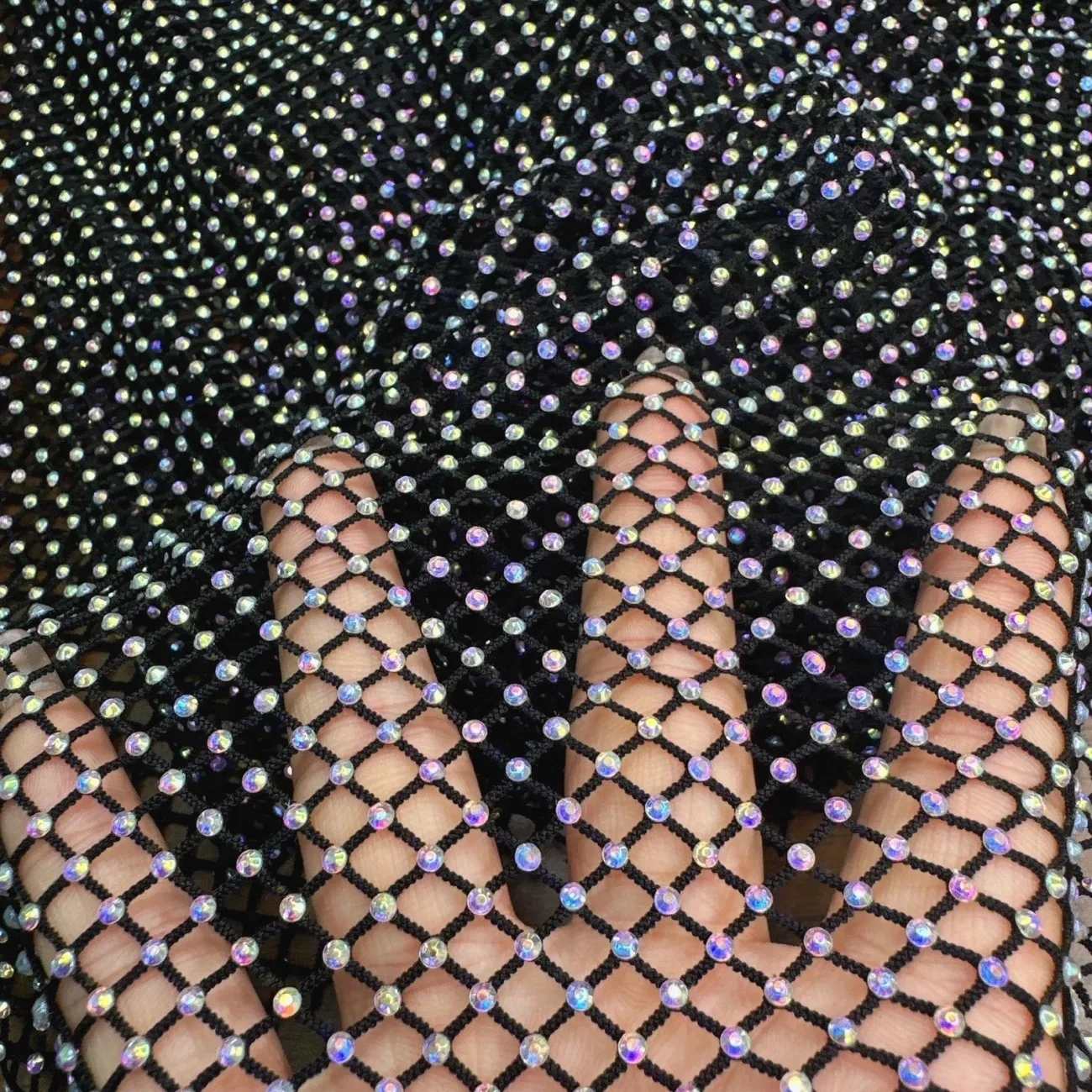 Color diamond mesh flash elastic iron drill fishing net hollow sexy decorative dress handmade diy fabric costume background sock