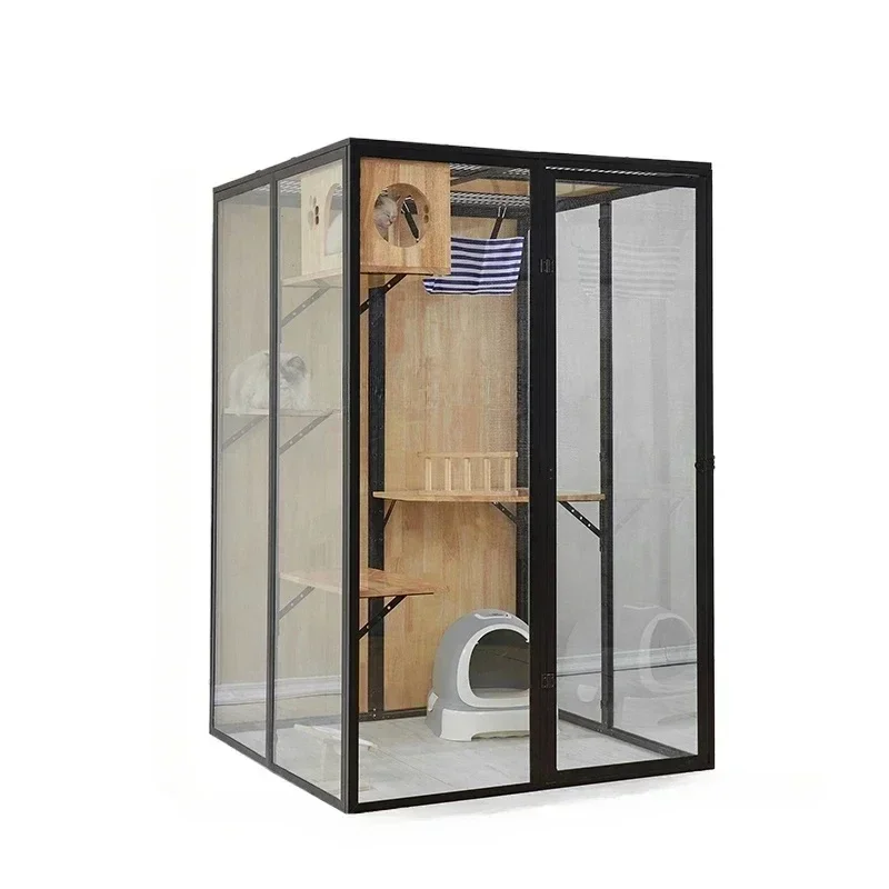 

Вилла для кошек, клетка для кошек из цельного дерева, большая вилла для зоомагазина, роскошная стеклянная комната, шкаф для кошек