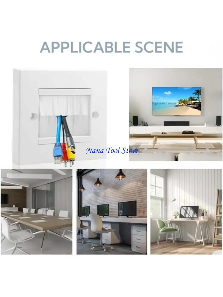 31GJ Cable Passthrough Wall Outlet Cable Entry Cover Wall Cable Cover Brush Wall Plate Port Insert Cover Easy to Install