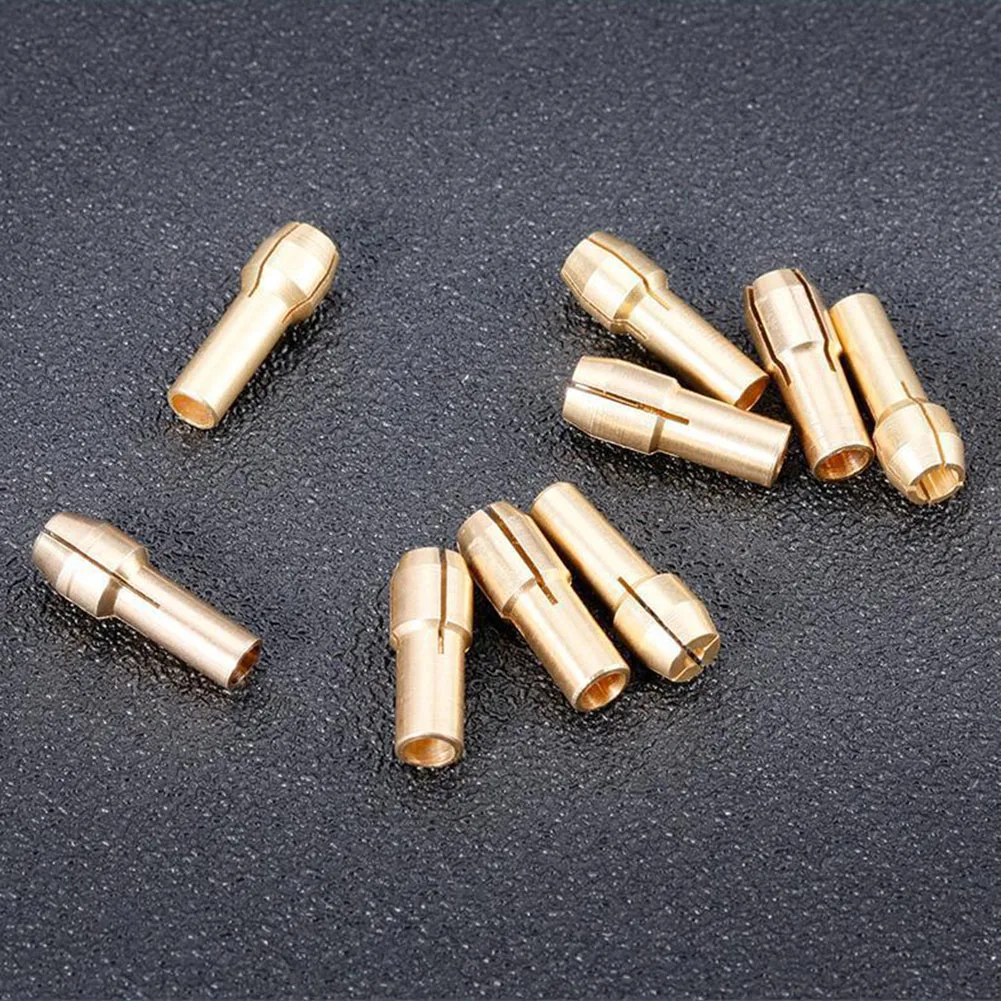 Brass Drill Chuck Adapter Pack of 10 for Rotary Tools Stable Performance 0.5mm 1.0mm 1.5mm 2.0mm 2.4mm 3.0mm 3.2mm Shanks