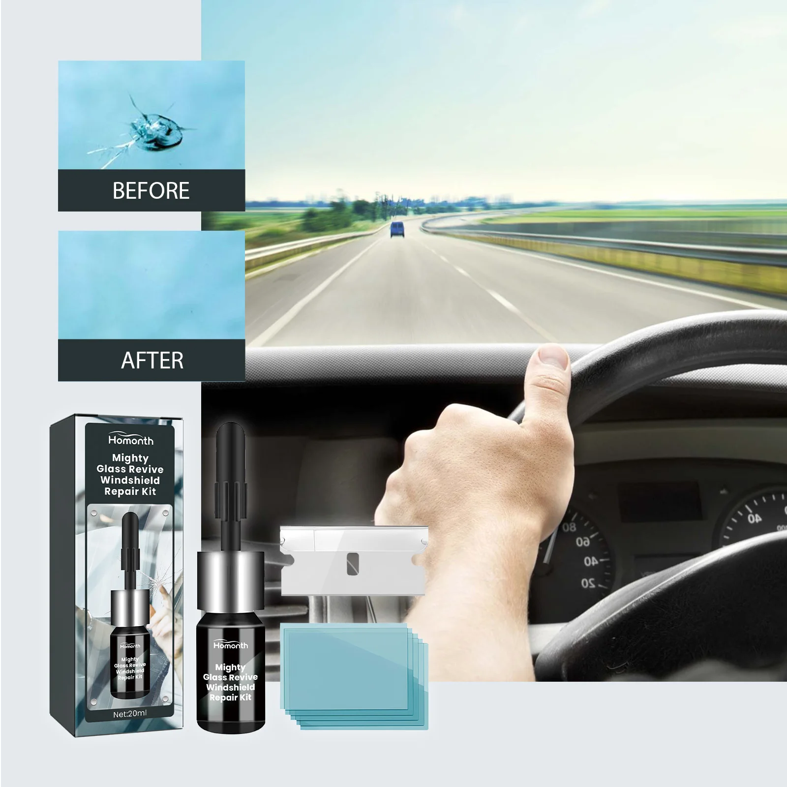 Windshield Cracked Nano Repair Fluid Multipurpose Car Windshield Glass Eyeglasses Home Window Scratch Crack No Trace Restores