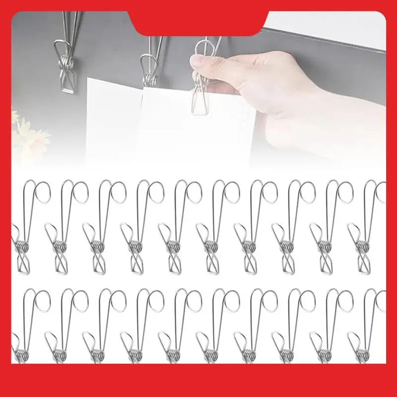 Stainless Steel Metal Long Tail Clip With Hook, Stainless Steel Clothespin Hook Clip Hanging Universal Clip,