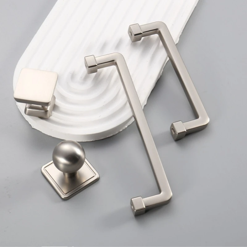Simple Wardrobe Drawer Door Pull Handles Nickel Brushed Kitchen Cabinet Pulls Cabinet Hardware Modern Furniture Single-Hole Knob