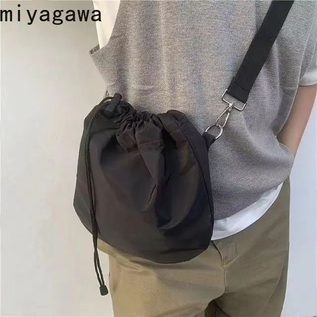 Miyagawa Japanese Ins Crossbody Bag Casual and Versatile Drawstring Shoulder Bag Female Student Shoulder Bag Portable Waist Bag