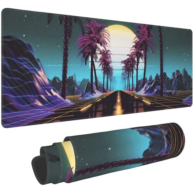 Coconut Tree Mouse Pad Extended Desk Mat Non Slip Durable Rubber Base Stitched Edge Gaming Pc Desktop Carpet Large Mice Mat