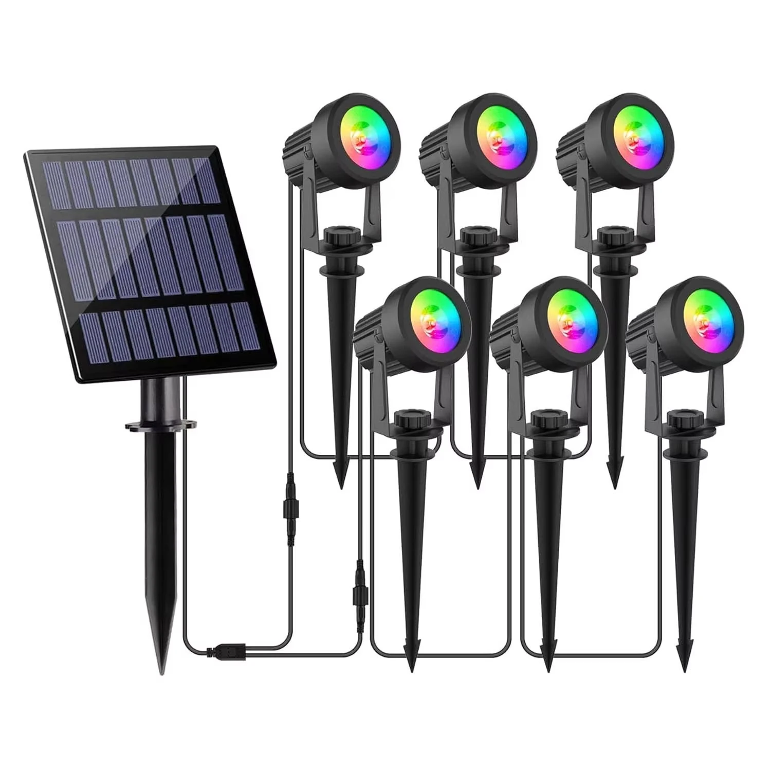 Solar LED Light Outdoor Solar Spotlight IP65 Garden Landscape Pathway Wall Lamp 3000K/6000K/RGB for Tree Decor Yard Street