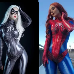 Adults Newest Spider Black Cat Symbiote Mary Jane Cosplay Costume Halloween Zentai Female Superhero Bodysuit Party Jumpsuit