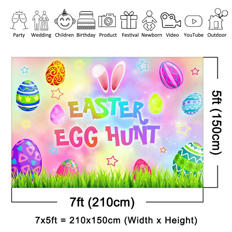 Mocsicka conejito de Pascua huevo caza fotografía telón de fondo lindo colorido impreso decoración fondo niños adultos retrato foto accesorios