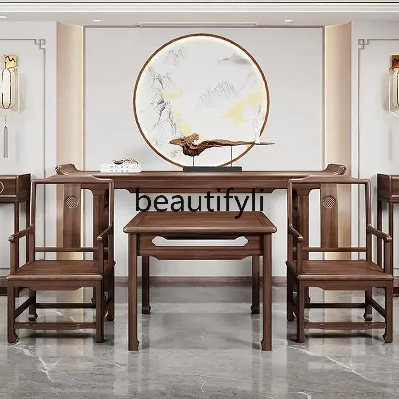

A15 New Chinese style bar case Zhongtang solid wood Shentai ebony wood entrance rural hall house table overturned case