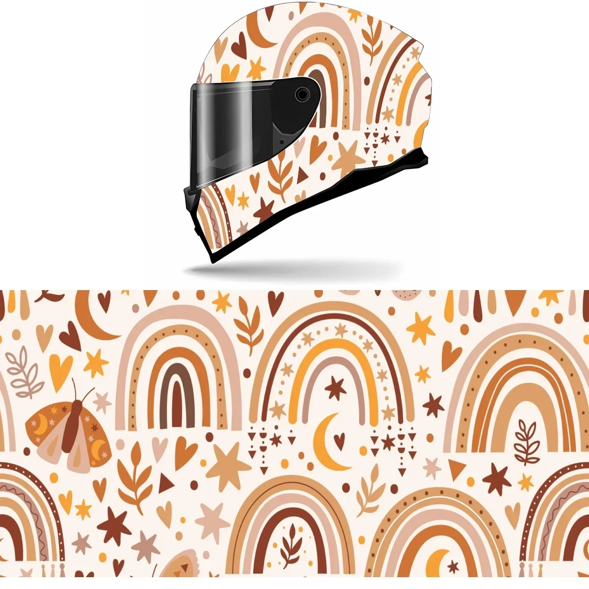 

Hand Drawn Boho Pattern Design Full Helmet Wrap Sticker Motorcycle Helmet Racing Graphic Decal Vinyl Wrap Helmet Decor Sticker