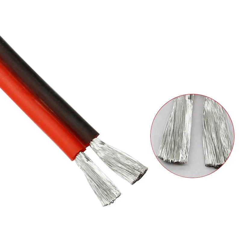 

Red and black 2-core silicone parallel 14awg 16awg 18awg 20awg 22awg 24awg 26awg 28awg solar silicone power cord