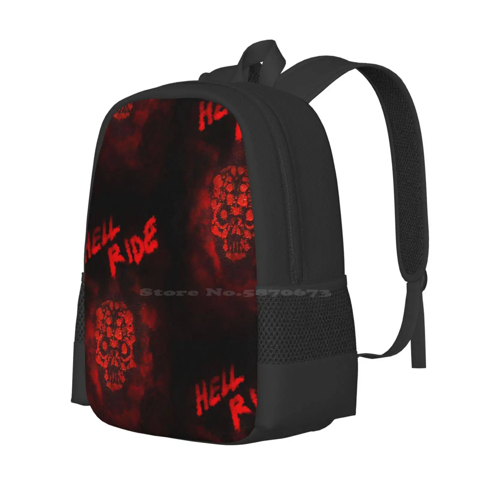 Hell Ride Pattern Design Bag Student'S Backpack Hell Devil Diabolical Holiday Halloween