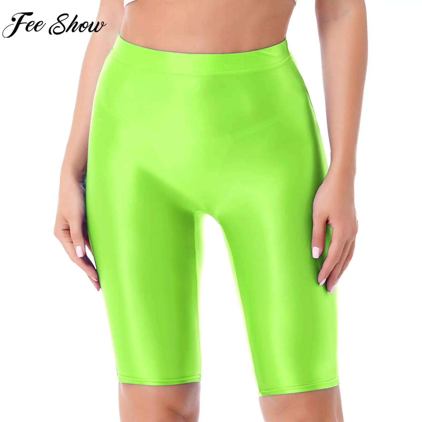 

Women Glossy Ultra-thin Stretchy Shorts Trunks Swimwear Beach Pool Swimsuit Workout Yoga Dance Leggings Sportswear Dancewear