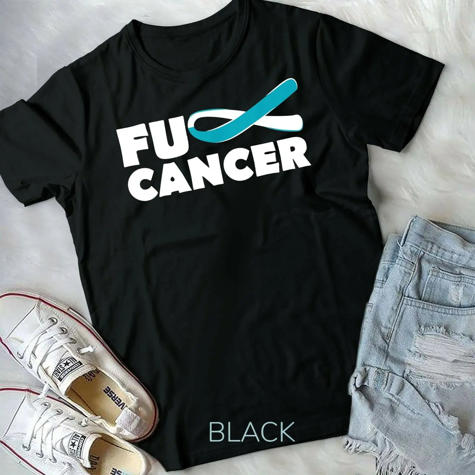 T-shirt unisexe pour jeunes, ruban de sensibilisation au cancer du cervical