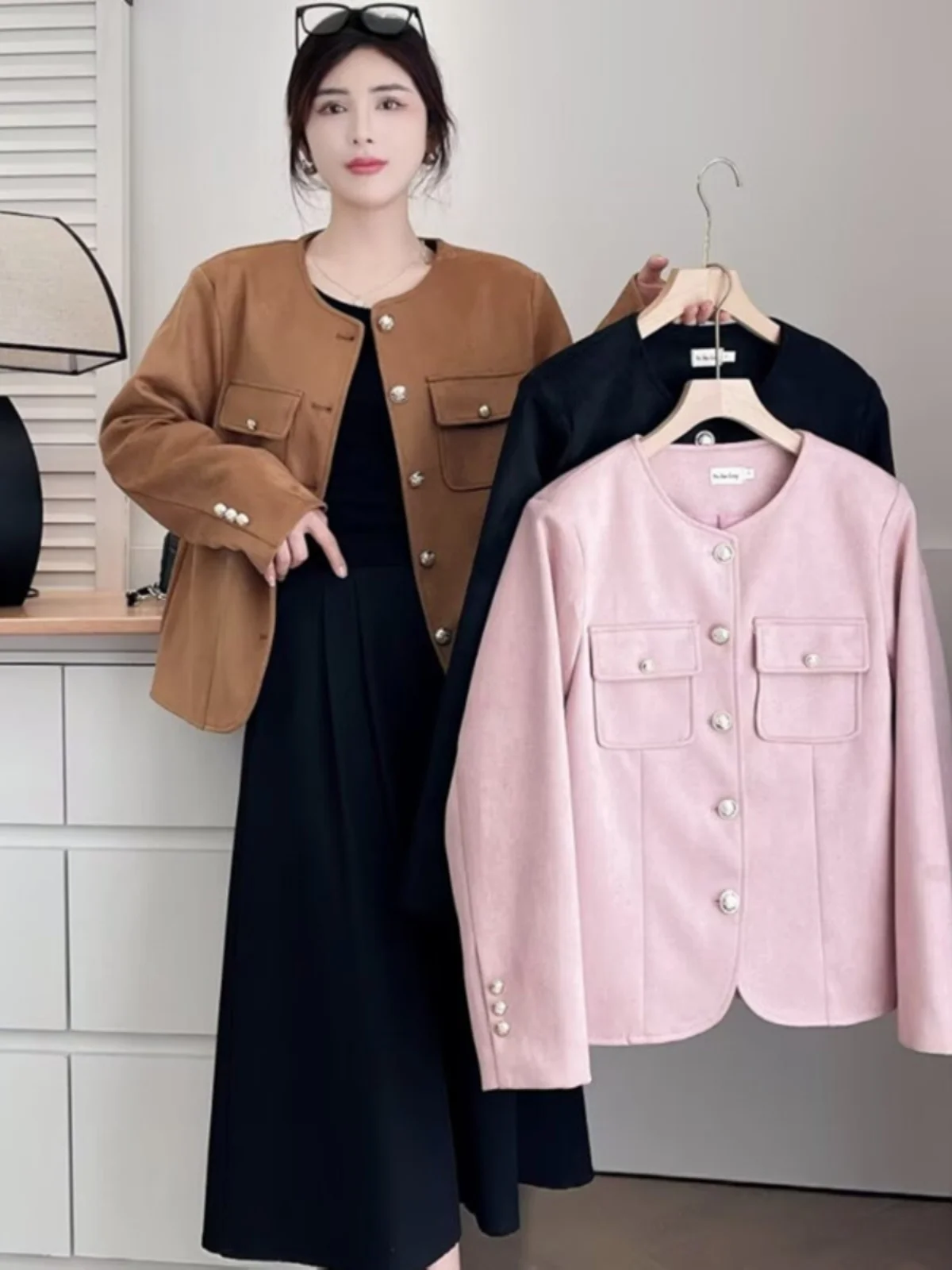 Retro Metal Buckle Jacket Loose Versatile Spring Autumn New Style Women's Clothing Design Large Size Casual Outerwear